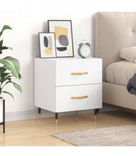 vidaXL Bedside Cabinet White 40x35x47.5 cm Engineered Wood