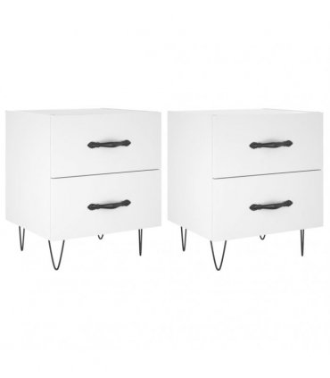 vidaXL Bedside Cabinets 2 pcs White 40x35x47.5 cm Engineered Wood — V0672041199