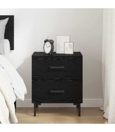 vidaXL Bedside Cabinet Black Oak 40 x 35 x 47.5 cm Engineered Wood — V0672041204