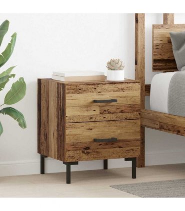 vidaXL Bedside Cabinet with Drawer 2 pcs Old Wood 40 x 35 x 47.5 cm — V0672041206