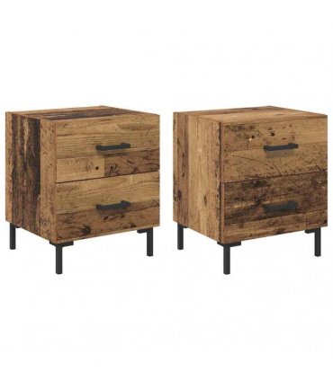 vidaXL Bedside Cabinet with Drawer 2 pcs Old Wood 40 x 35 x 47.5 cm — V0672041206