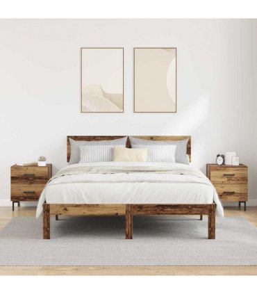 vidaXL Bedside Cabinet with Drawer 2 pcs Old Wood 40 x 35 x 47.5 cm — V0672041206