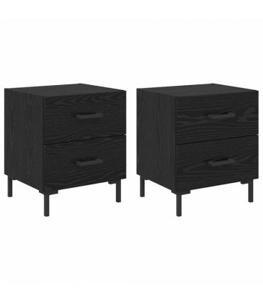 vidaXL Bedside Cabinet with Drawer 2 pcs Black Oak 40 x 35 x 47.5 cm — V0672041210