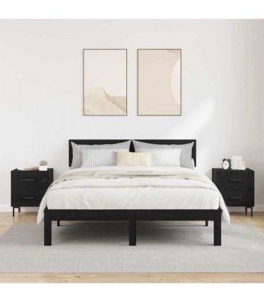 vidaXL Bedside Cabinet with Drawer 2 pcs Black Oak 40 x 35 x 47.5 cm — V0672041210