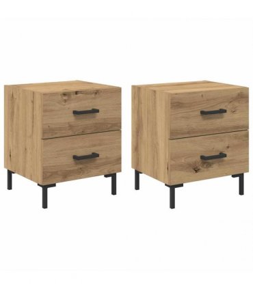 vidaXL Bedside Cabinet with Drawer 2 pcs Artisan Oak 40 x 35 x 47.5 cm — V0672041213