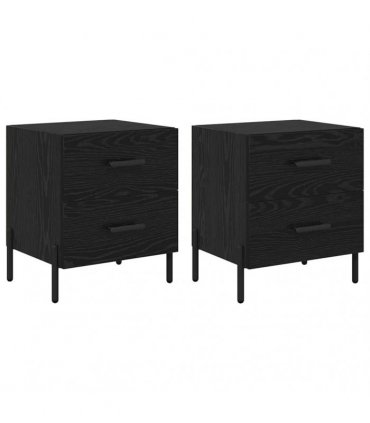 vidaXL Bedside Cabinet with Drawer 2 pcs Black Oak 40 x 35 x 47.5 cm — V0672041219