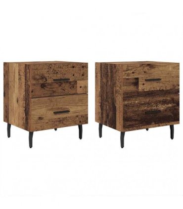 vidaXL Bedside Cabinet with Drawer 2 pcs Old Wood 40 x 35 x 47.5 cm — V0672041242