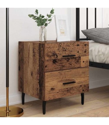 vidaXL Bedside Cabinet with Drawer 2 pcs Old Wood 40 x 35 x 47.5 cm — V0672041242