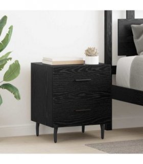 vidaXL Bedside Cabinet with Drawer 2 pcs Black Oak 40 x 35 x 47.5 cm — V0672041245