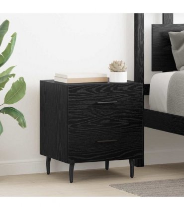 vidaXL Bedside Cabinet with Drawer 2 pcs Black Oak 40 x 35 x 47.5 cm — V0672041245