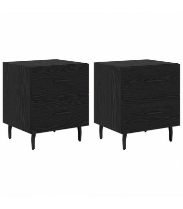 vidaXL Bedside Cabinet with Drawer 2 pcs Black Oak 40 x 35 x 47.5 cm — V0672041245