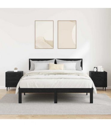 vidaXL Bedside Cabinet with Drawer 2 pcs Black Oak 40 x 35 x 47.5 cm — V0672041245