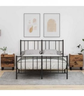 vidaXL Bedside Cabinet 2 pcs Old Wood and Black 40 x 35 x 47.5 cm