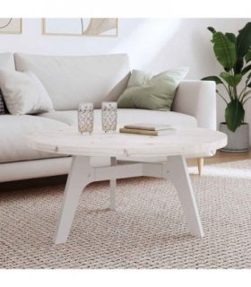 vidaXL Table Top Round White Ø90x3 cm Solid Wood Pine — Size: 90 x 3 cm