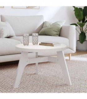 vidaXL Table Top Round White Ø60x3 cm Solid Wood Pine — Size: 60 x 3 cm