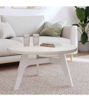 vidaXL Table Top Round White Ø80x3 cm Solid Wood Pine — Size: 80 x 3 cm