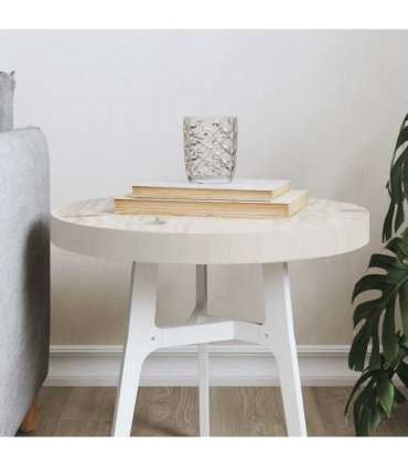 vidaXL Table Top Round White Ø40x3 cm Solid Wood Pine — Size: 40 x 3 cm