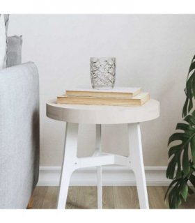 vidaXL Table Top Round White Ø30x3 cm Solid Wood Pine — Size: 30 x 3 cm
