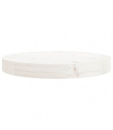 vidaXL Table Top Round White Ø30x3 cm Solid Wood Pine — Size: 30 x 3 cm