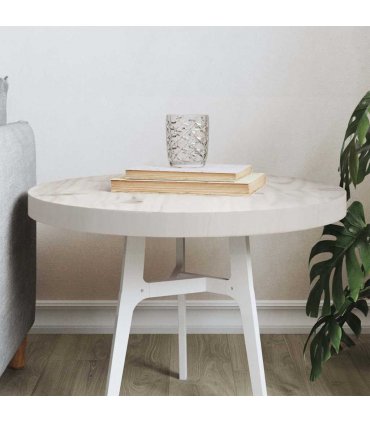 vidaXL Table Top Round White Ø50x3 cm Solid Wood Pine — Size: 50 x 3 cm