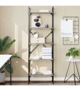 vidaXL Bookcase 5-Tier Grey Sonoma 56x31.5x174 cm Engineered Wood