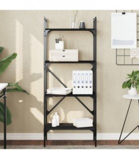 vidaXL Bookcase 4-Tier Black 56x31.5x138.5 cm Engineered Wood