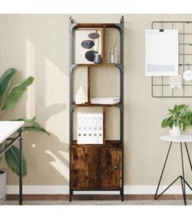 vidaXL Bookcase with Door Smoked Oak 44.5x30x154.5 cm Engineered Wood