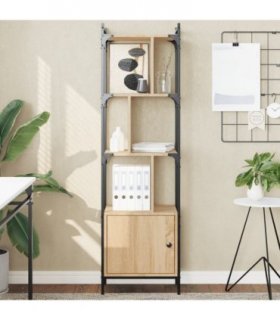 vidaXL Bookcase with Door Sonoma Oak 44.5x30x154.5 cm Engineered Wood