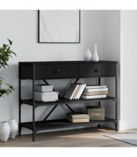 vidaXL Console Table with Drawers and Shelves Black Engineered Wood