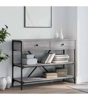 vidaXL Console Table with Drawers and Shelves Grey Sonoma Engineered Wood