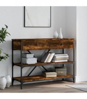 vidaXL Console Table with Drawers and Shelves Smoked Oak Engineered Wood