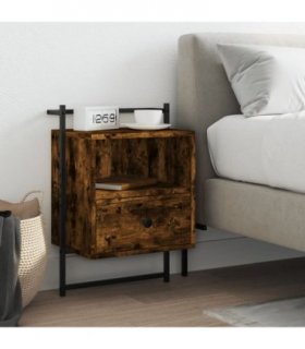 vidaXL Bedside Cabinet Wall-mounted Smoked Oak 40x30x61 cm Engineered Wood