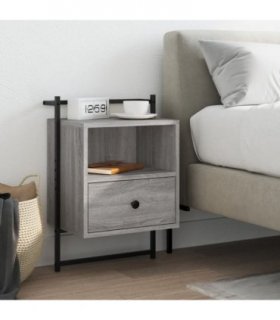 vidaXL Bedside Cabinet Wall-mounted Grey Sonoma 40x30x61 cm Engineered Wood