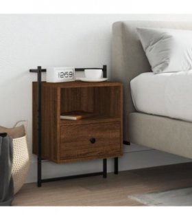 vidaXL Bedside Cabinet Wall-mounted Brown Oak 40x30x61 cm Engineered Wood