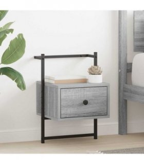 vidaXL Bedside Cabinet Wall-mounted Grey Sonoma 35x30x51 cm Engineered Wood
