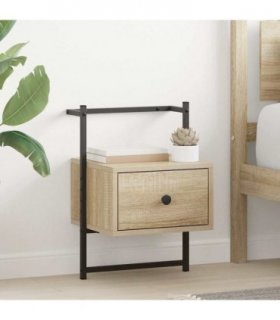 vidaXL Bedside Cabinets Wall-mounted 2 pcs Sonoma Oak 35x30x51 cm Engineered Wood