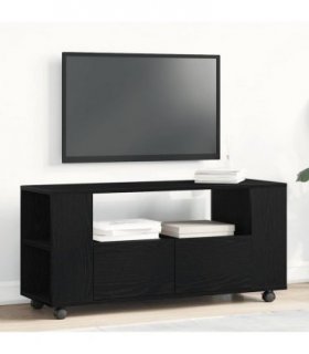 vidaXL TV Cabinet with Wheels Black Oak 102x34.5x43 cm Engineered Wood