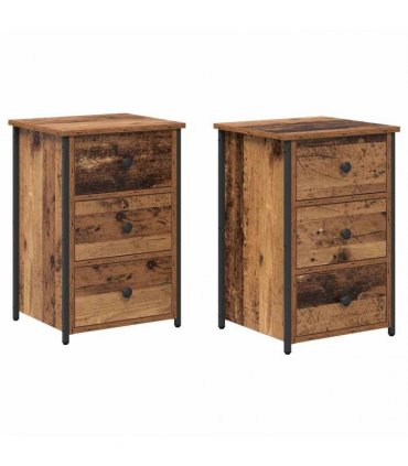 vidaXL Bedside Cabinet 2 pcs Brown 40 x 36 x 60 cm Solid Reclaim Wood — Colour: Old wood