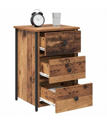 vidaXL Bedside Cabinet 2 pcs Brown 40 x 36 x 60 cm Solid Reclaim Wood — Colour: Old wood