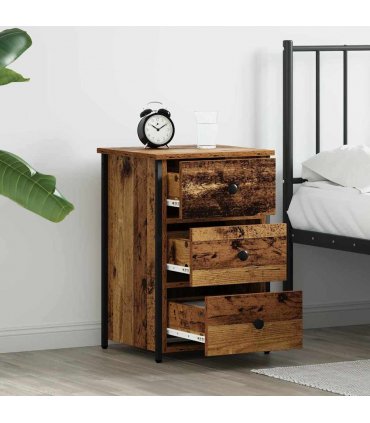 vidaXL Bedside Cabinet 2 pcs Brown 40 x 36 x 60 cm Solid Reclaim Wood — Colour: Old wood