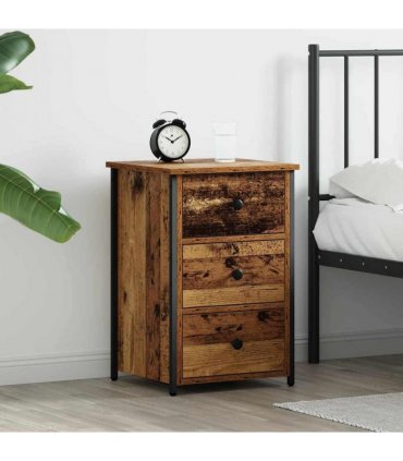 vidaXL Bedside Cabinet Brown 40 x 36 x 60 cm Solid Reclaim Wood — Colour: Old wood