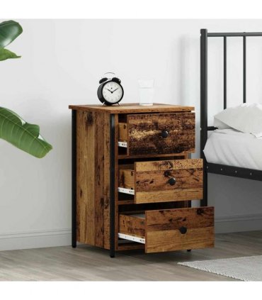 vidaXL Bedside Cabinet Brown 40 x 36 x 60 cm Solid Reclaim Wood — Colour: Old wood