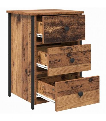 vidaXL Bedside Cabinet Brown 40 x 36 x 60 cm Solid Reclaim Wood — Colour: Old wood