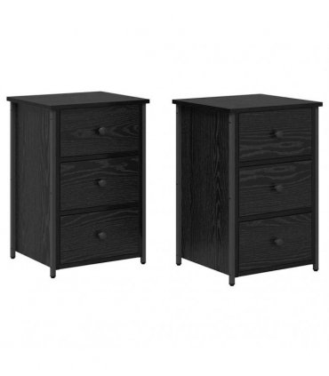 vidaXL Bedside Cabinet with Drawer 2 pcs Black Oak 40 x 36 x 60 cm