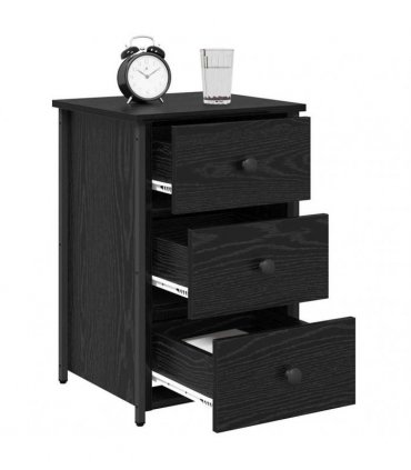 vidaXL Bedside Cabinet with Drawer 2 pcs Black Oak 40 x 36 x 60 cm