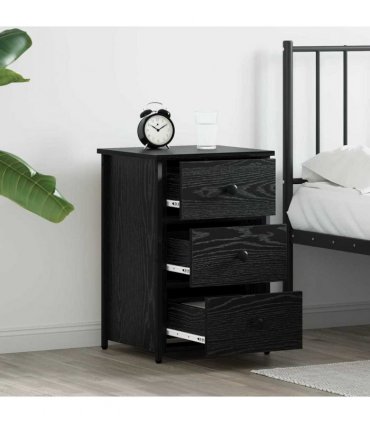 vidaXL Bedside Cabinet with Drawer 2 pcs Black Oak 40 x 36 x 60 cm