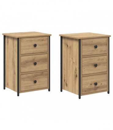 vidaXL Bedside Cabinet 2 pcs Brown 40 x 36 x 60 cm Solid Reclaim Wood — Colour: Artisan oak