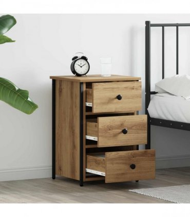 vidaXL Bedside Cabinet 2 pcs Brown 40 x 36 x 60 cm Solid Reclaim Wood — Colour: Artisan oak