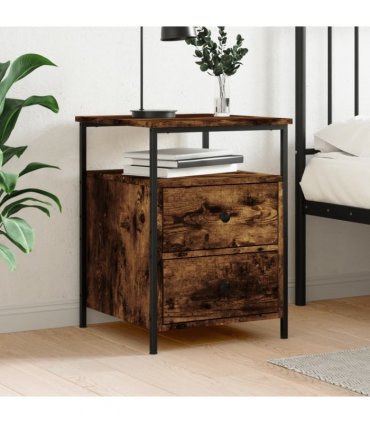 vidaXL Bedside Cabinet Smoked Oak 44x45x60 cm Engineered Wood