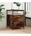 vidaXL Bedside Cabinet Smoked Oak 44x45x60 cm Engineered Wood
